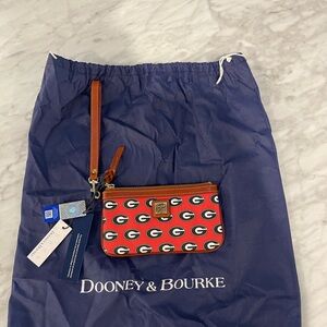Dooney & Bourke Red and Brown Georgia Bulldogs Official Logo Wristlet